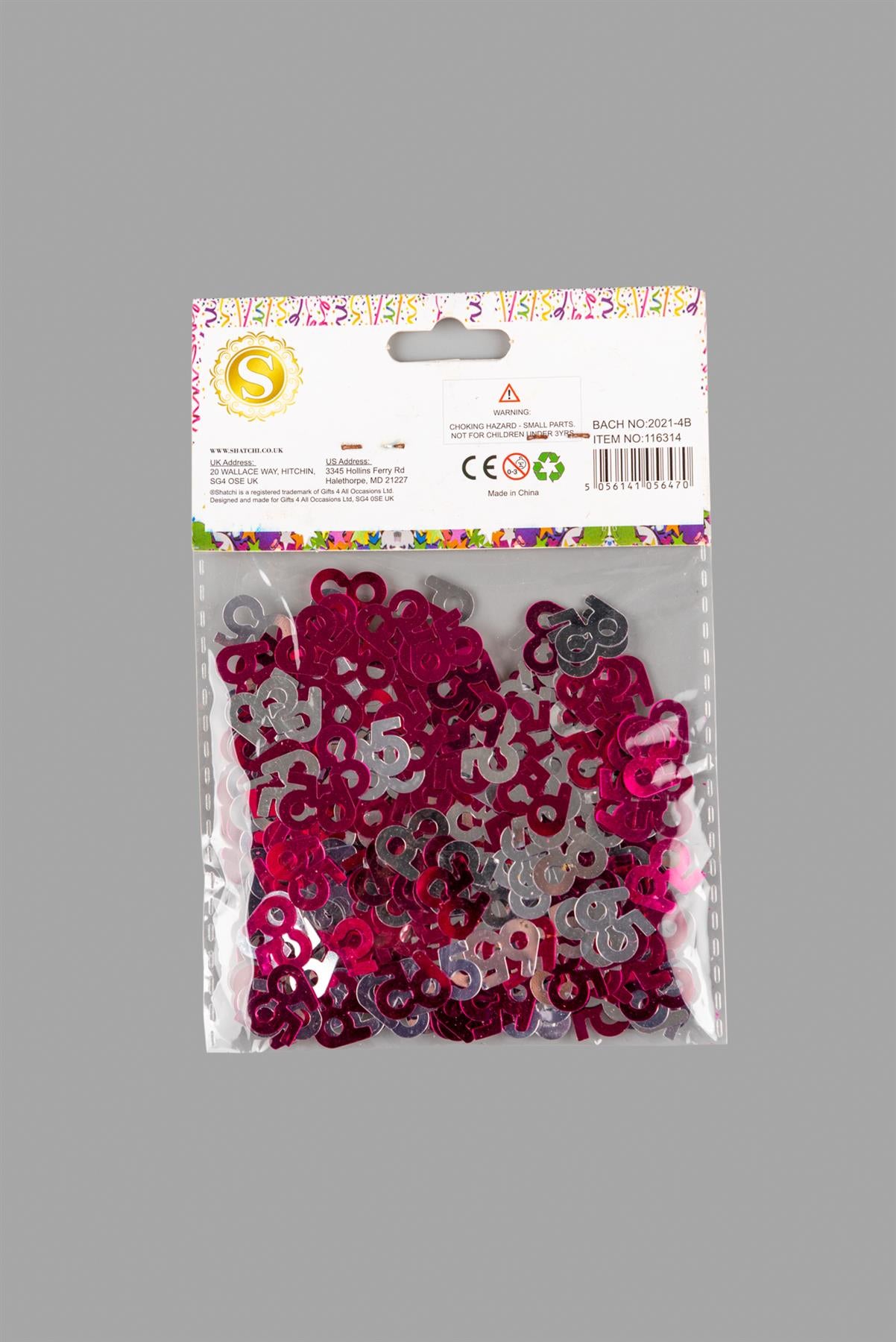65th Confetti Pink & Silver 14G 1PK