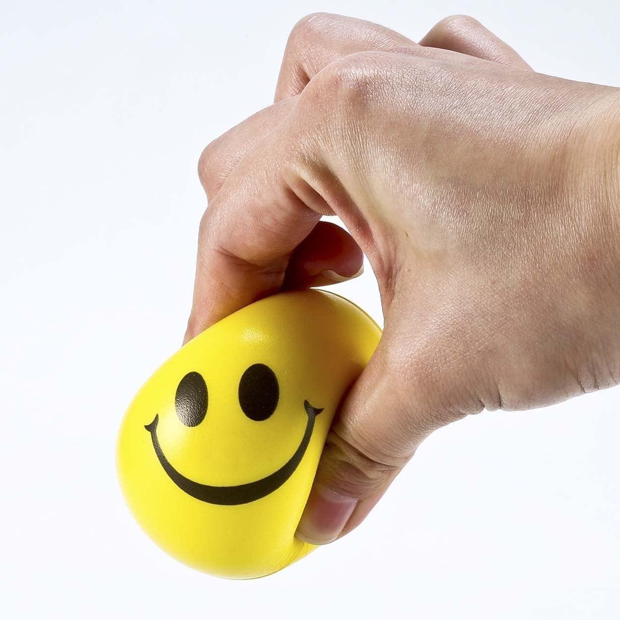 5 Pieces of Yellow Smiley Face Squishy Balls