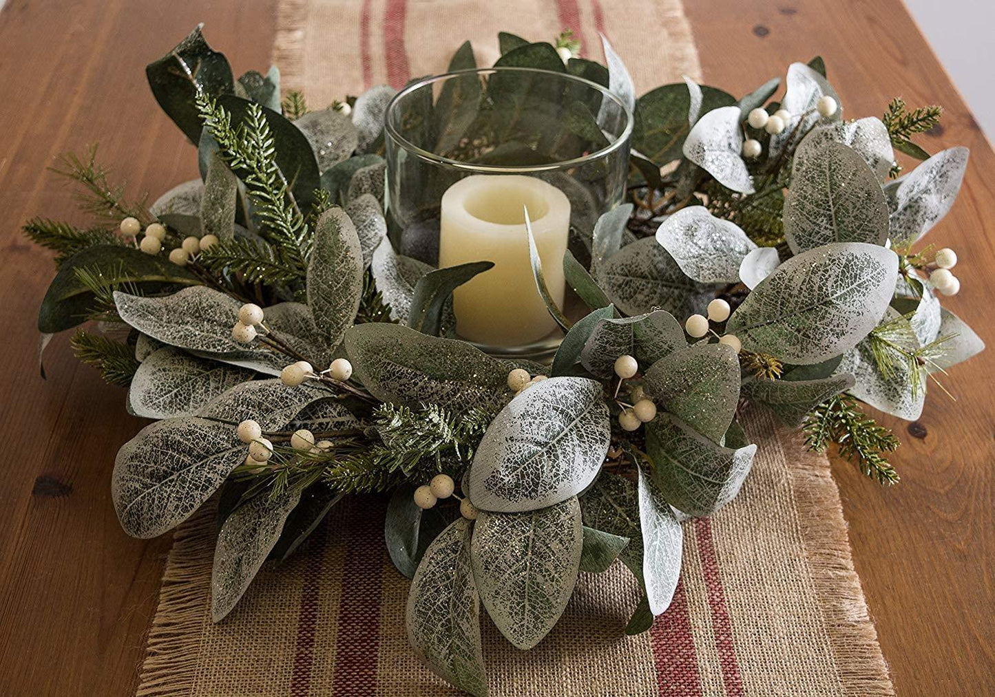 Snowy Glitter Leaf Wreath