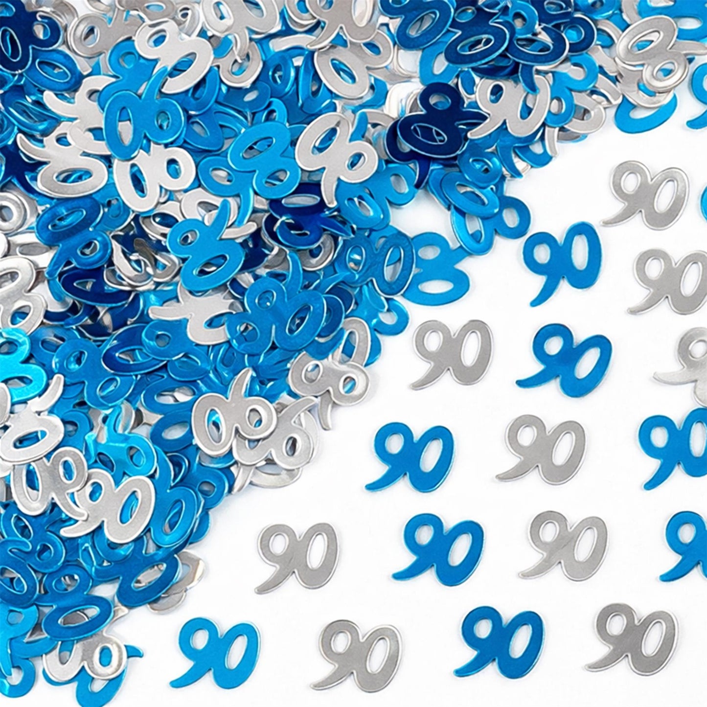 90th Birthday Confetti - Blue & Silver, 14g, 2 Pack