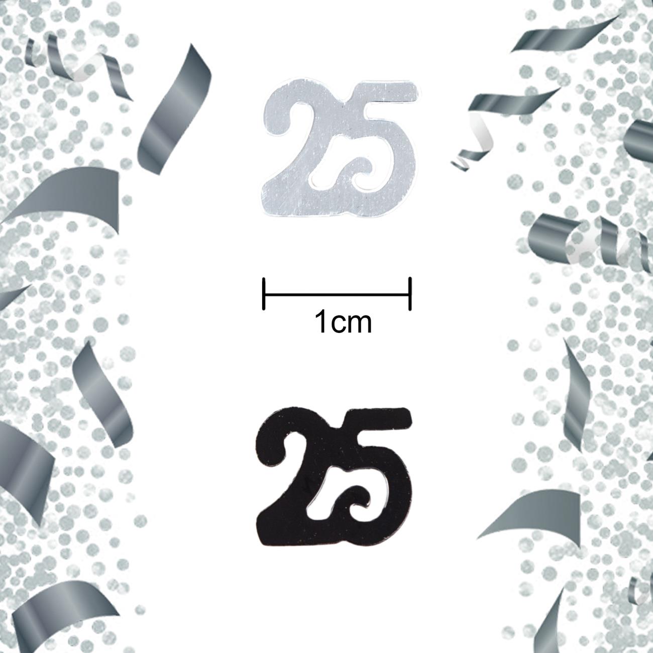 25th Birthday Confetti in Black & Silver, 14g, 4 Packs