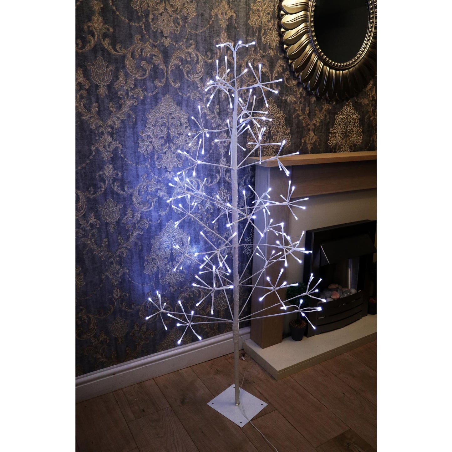 5 Feet Pre-Lit Christmas Twig Tree - 186 LED Lights, Metal Frame
