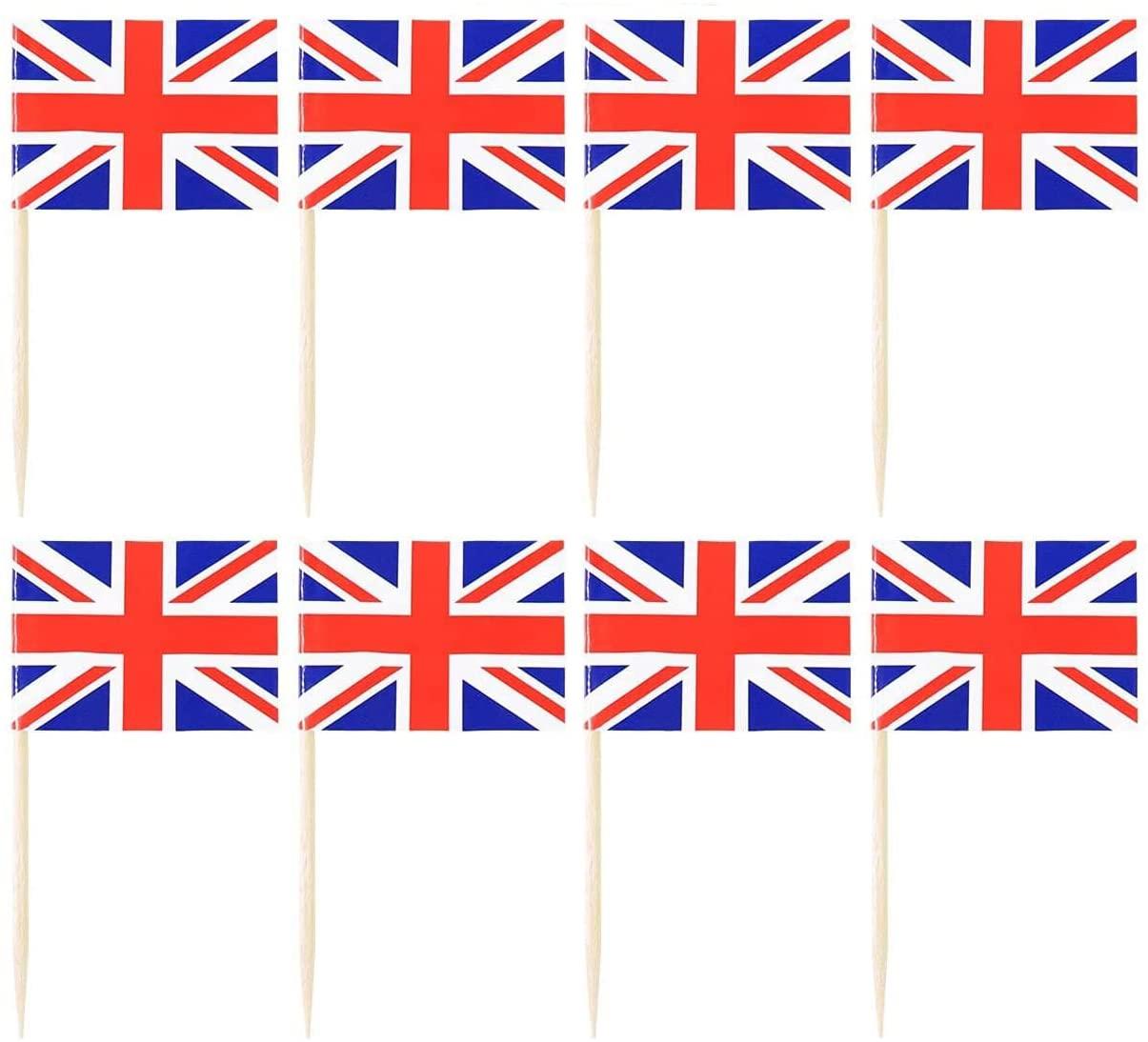 50 Union Jack Flag Cocktail Sticks