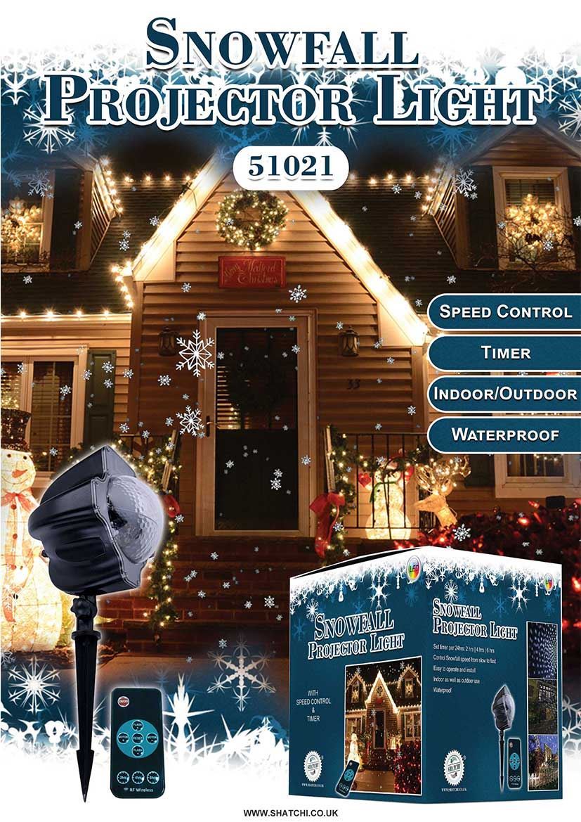 Snowfall LED Projector Light w/ Timer & Remote