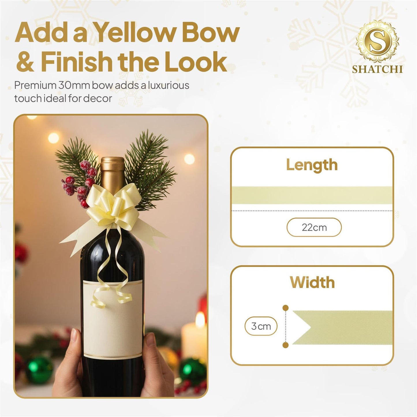 Shatchi 20pcs Light Yellow 30mm/3cm Pull Bows Gift Wrap & Hampers