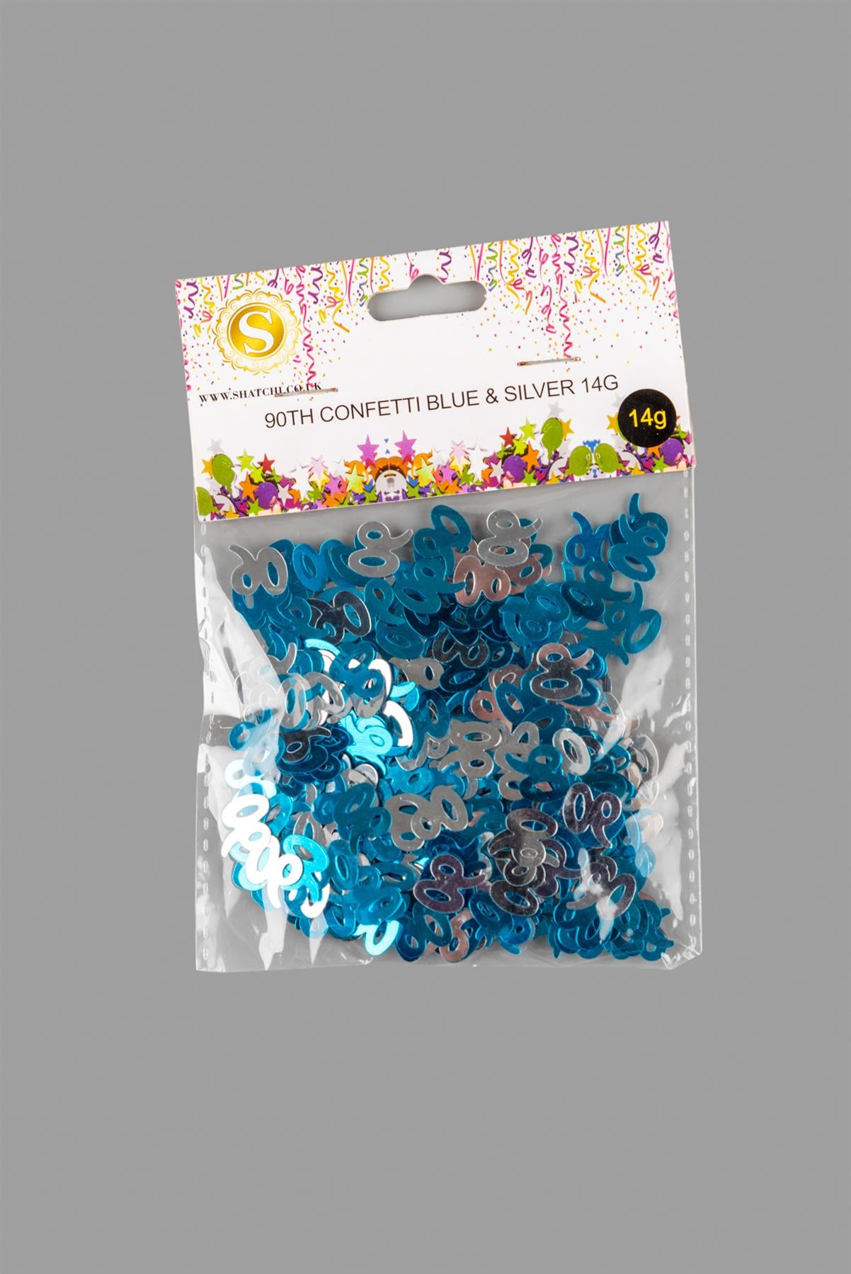 90th Birthday Confetti - Blue & Silver, 14g, 2 Pack