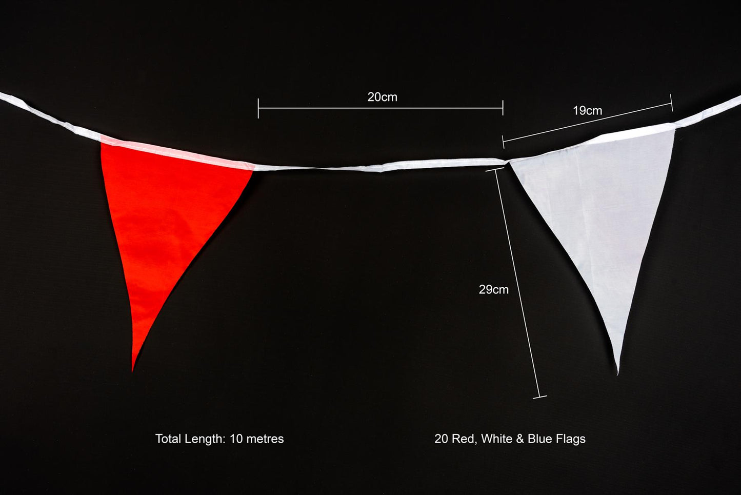 Red White and Blue Fabric Bunting - 10m 20 Flags