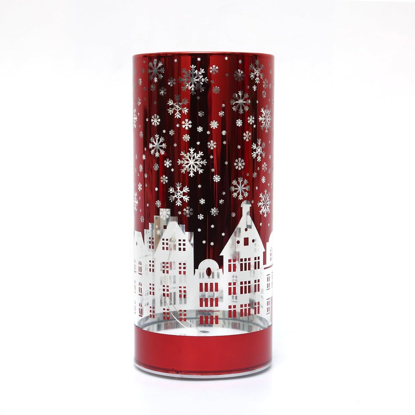 22cm Christmas Decorated Vase LED Red Glass Vase / Village