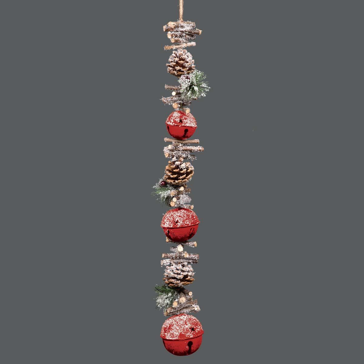 90CM Red Triple Bells Garland