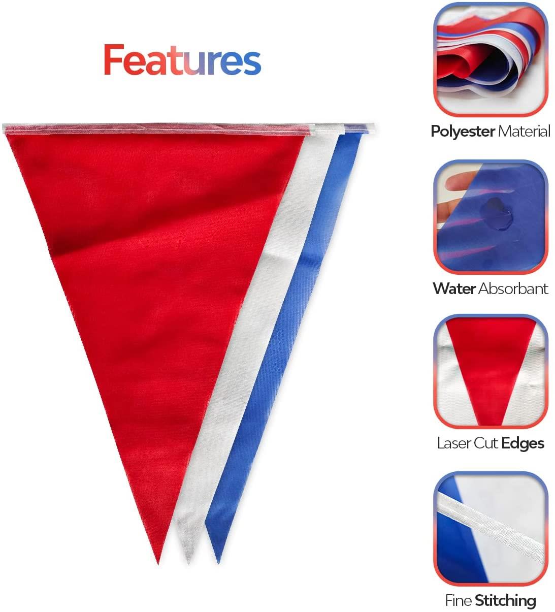 Red White and Blue Fabric Bunting - 10m 20 Flags