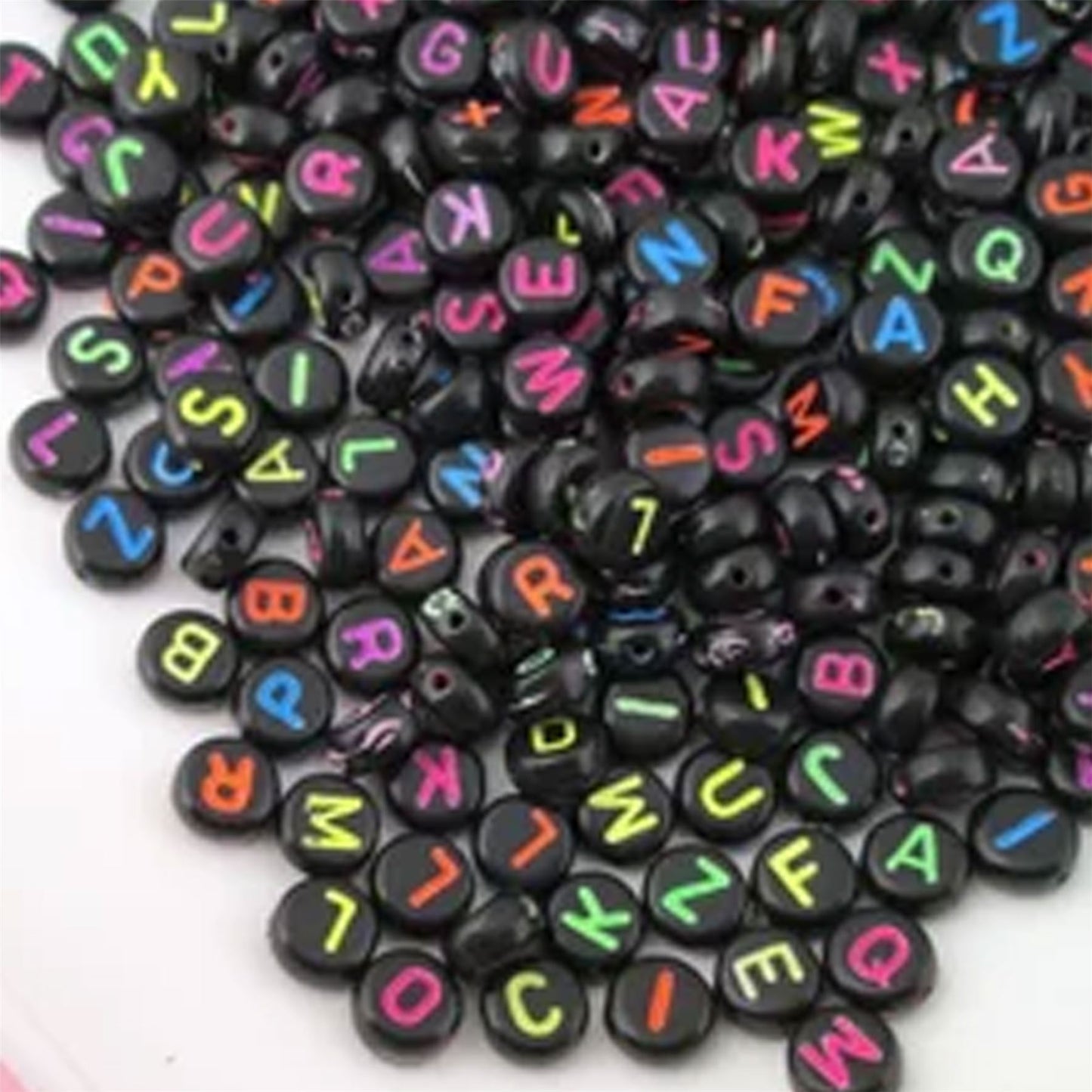 400 Black Colour Alphabet Letter Beads - 6.5mm