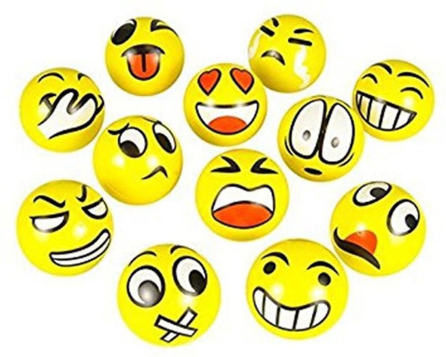 24 Yellow Smiley Face Foam Balls