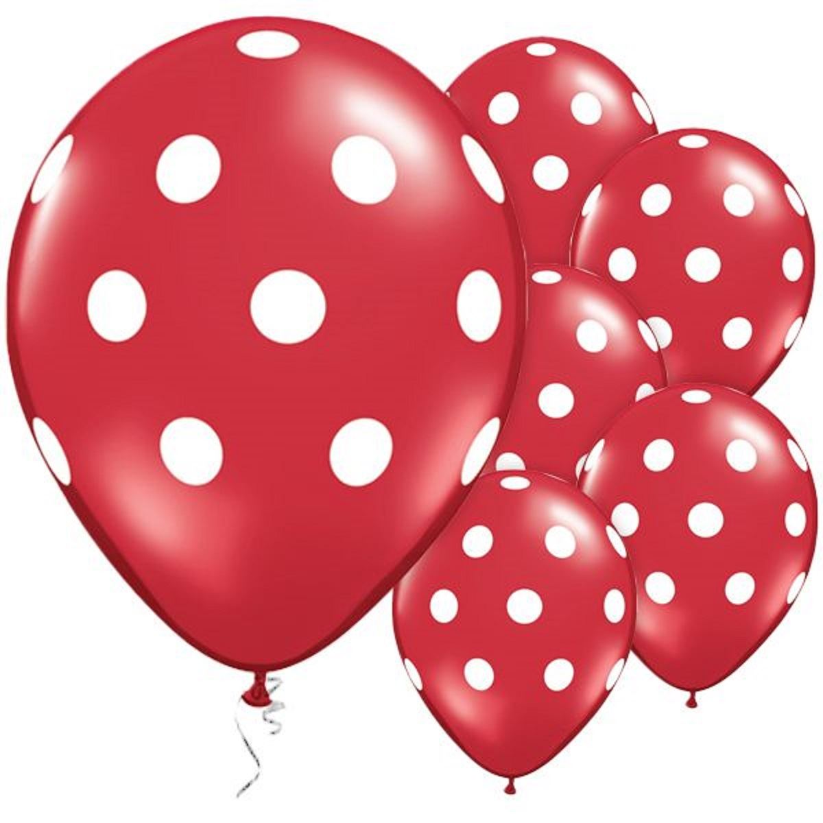 25 Red Polka Dot Balloons (12")