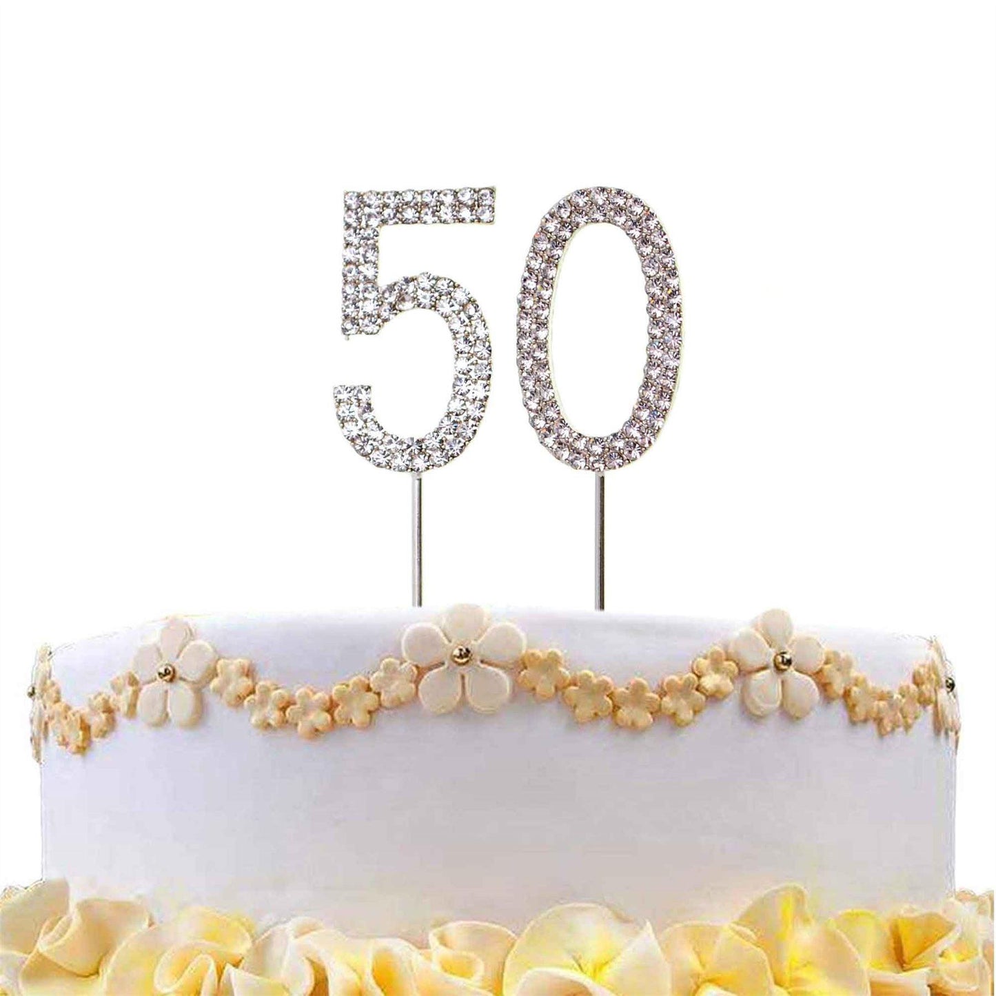 Silver Diamond Number 50 Cake Topper