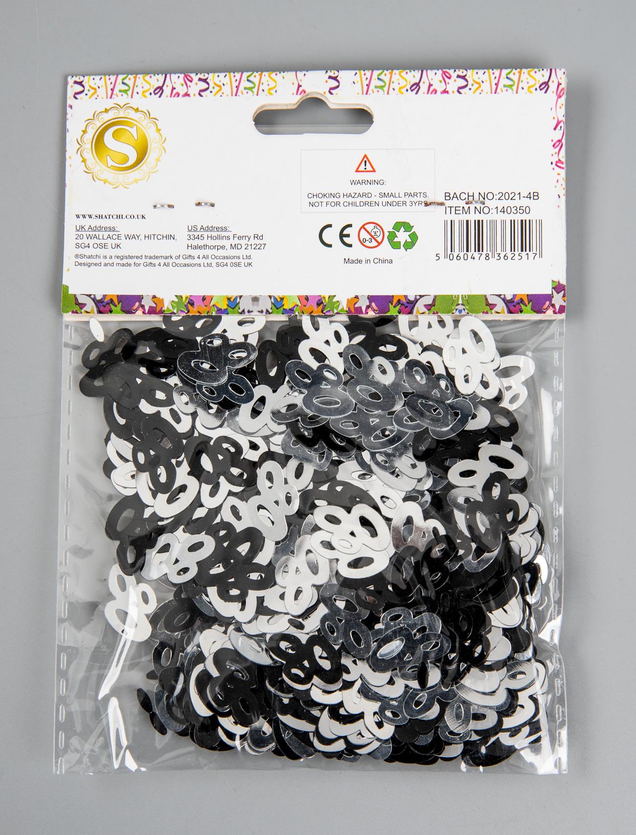 14g 80th Black Happy Birthday Confetti