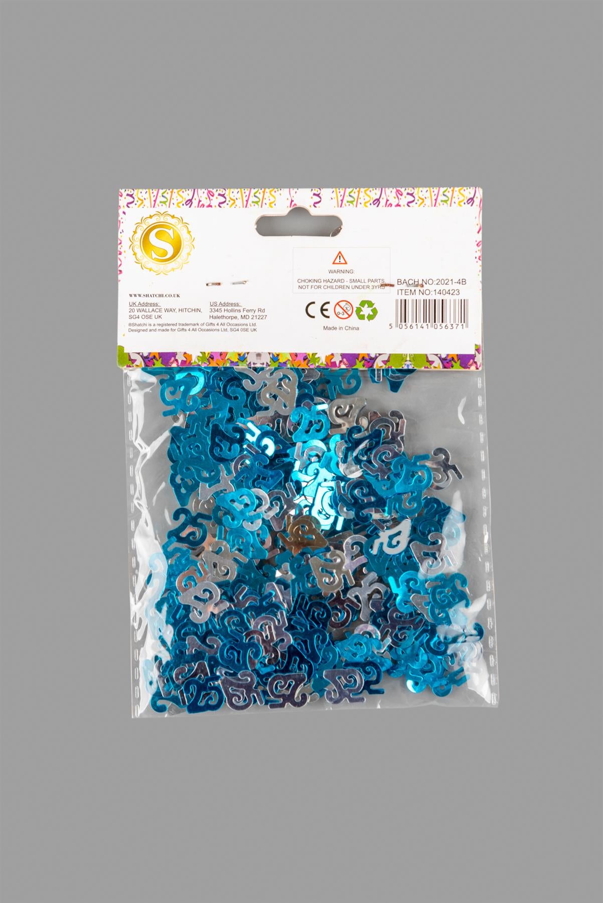 4 Packs of 14g Blue & Silver 25th Confetti