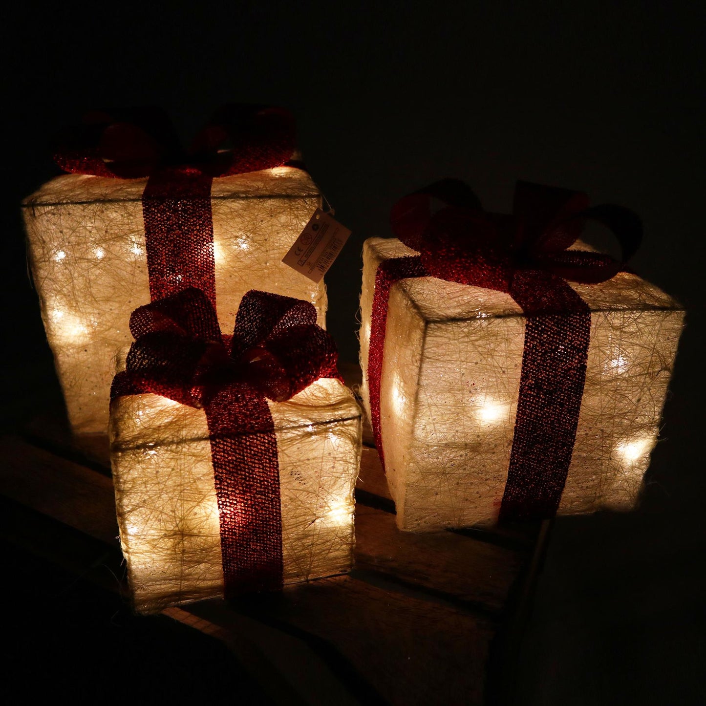 Cream LED Sisal Gift Box