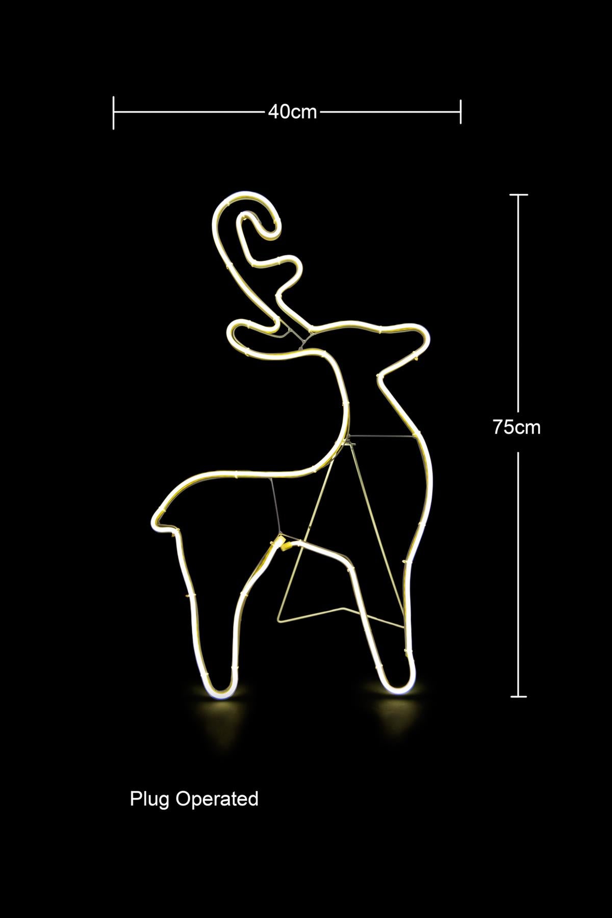 Reindeer Rope Light Silhouette - Warm White, 74 x 40cm