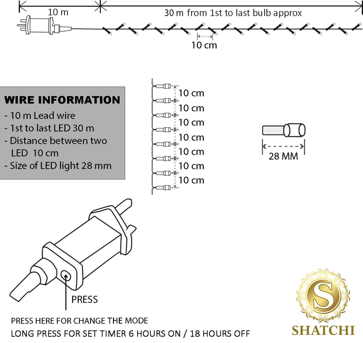 300W+WW LED GC Multi Fun String Lights, 30m