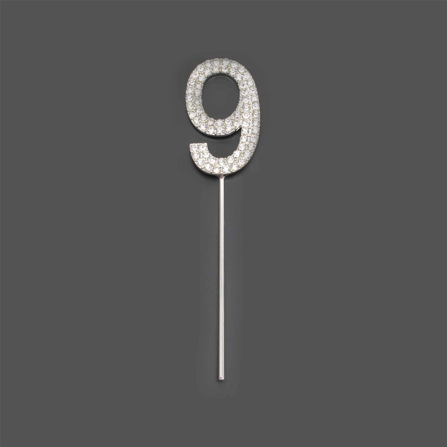 Silver Sparkly Diamond Number 9 Cake Topper