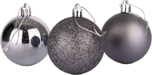 3 pcs Dark Grey Baubles 10cm