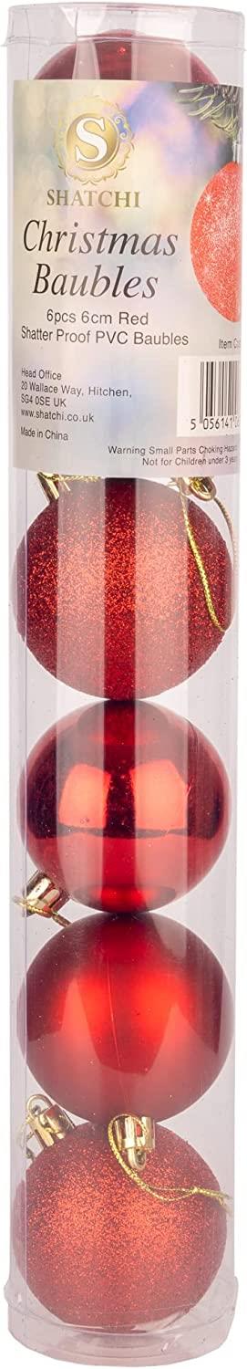 Red Baubles 6CM 6PCS Set