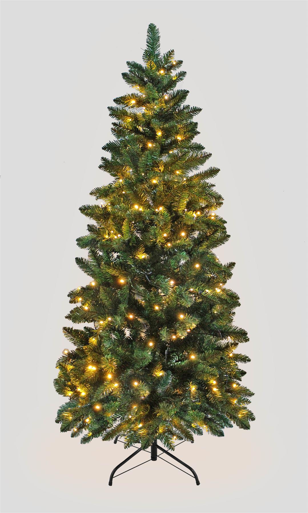 7ft Pre-Lit Imperial Pine Slim Green Christmas Tree - White LEDs