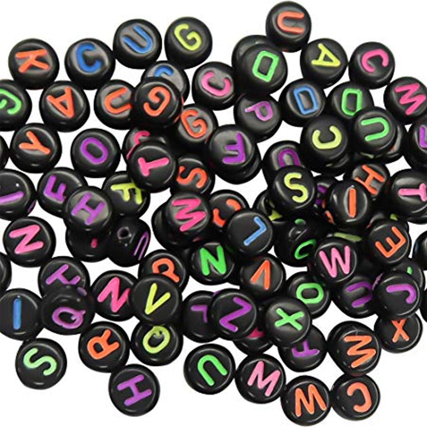 400 Black Colour Alphabet Letter Beads - 6.5mm