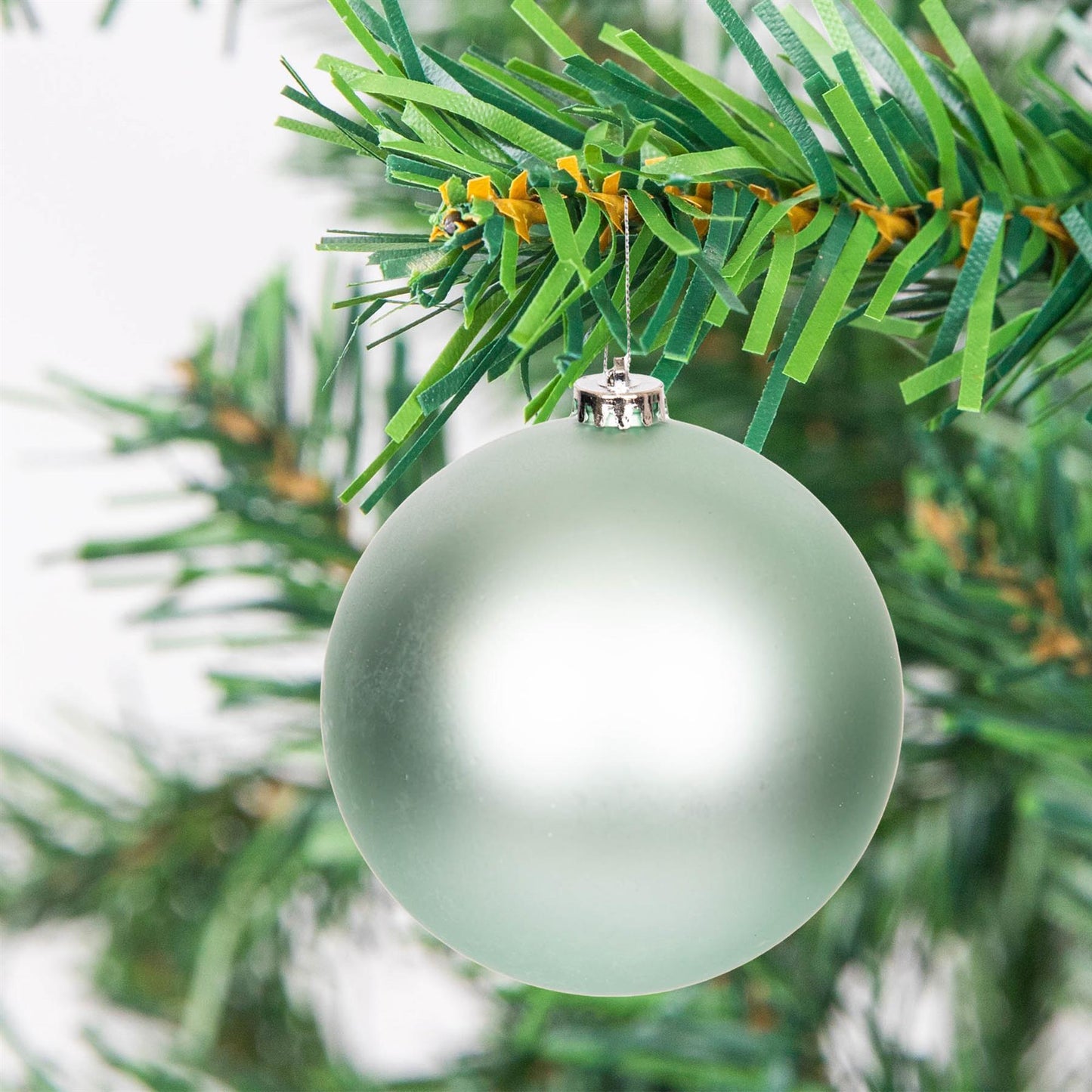 6 Turquoise Baubles 10cm PVC Set