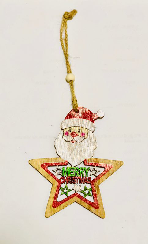 3 Pcs Wooden Craft Ornaments for Christmas