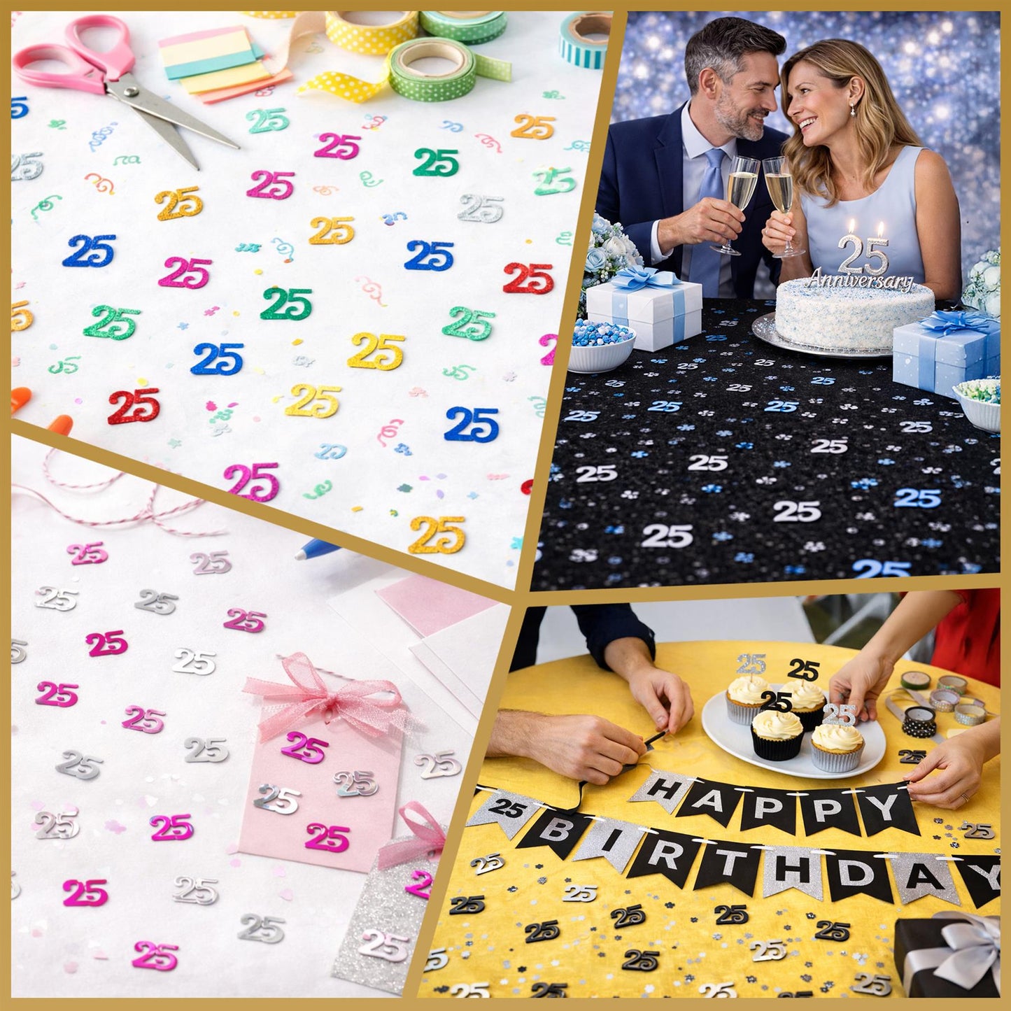 25th Confetti Black & Silver 14G 1PK