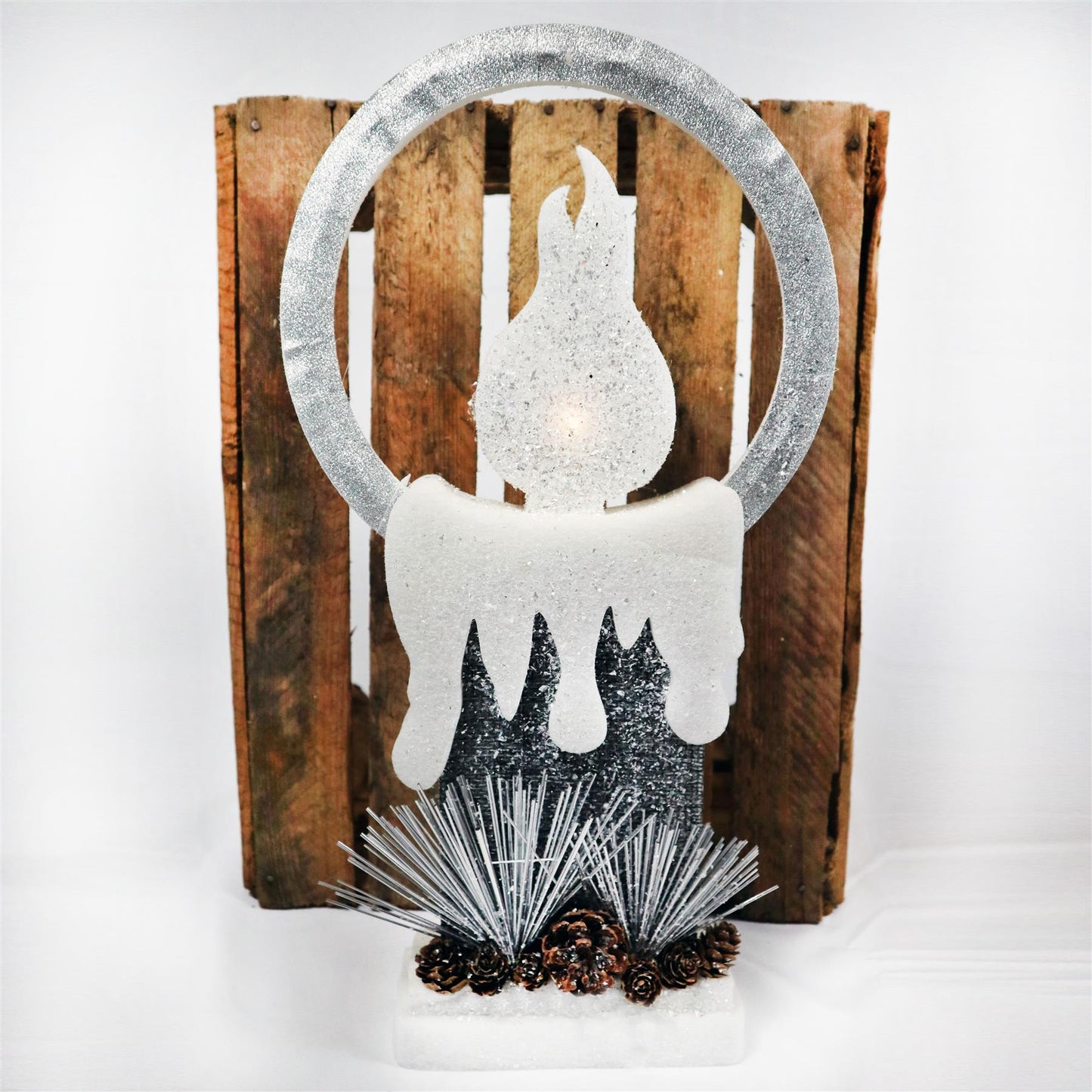 LED Silver Foam Single Candle - 41cm, 1 LED