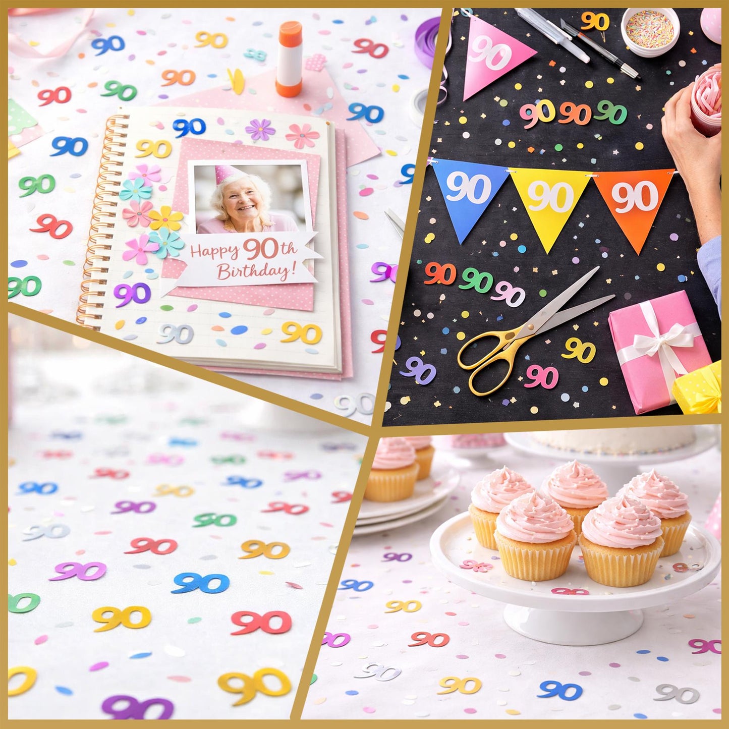 3x 90th Happy Birthday Confetti - Mix, 14g