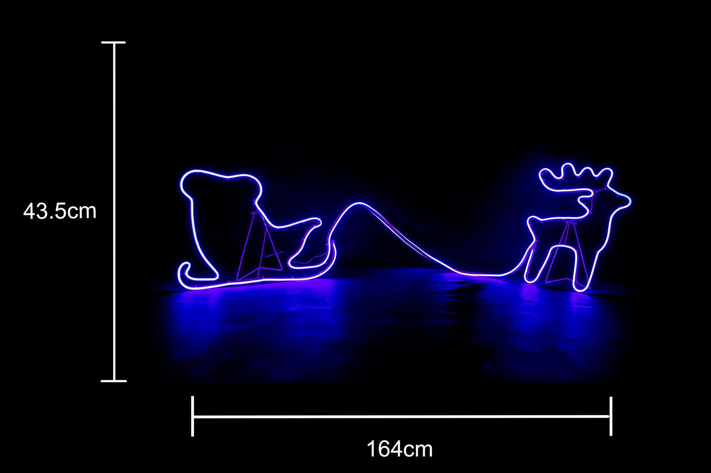 Reindeer 30x40cm & Sleigh 30x45cm Rope Light Silhouette Blue