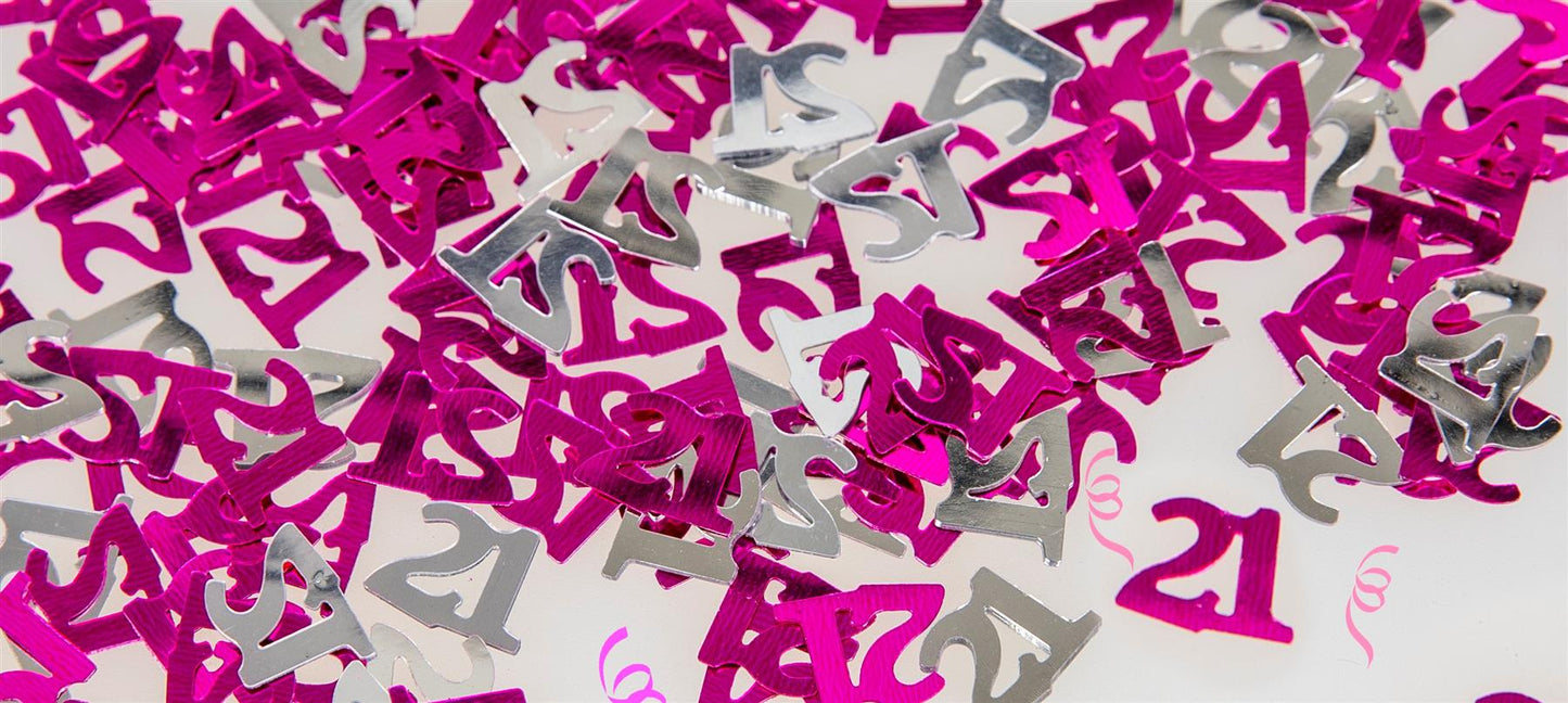 2 Packs of Pink Happy 21st Birthday Confetti