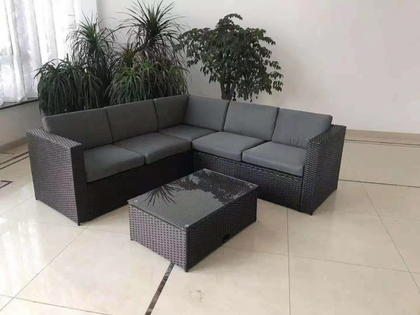 5-Seater Rattan Sofa Set with Table