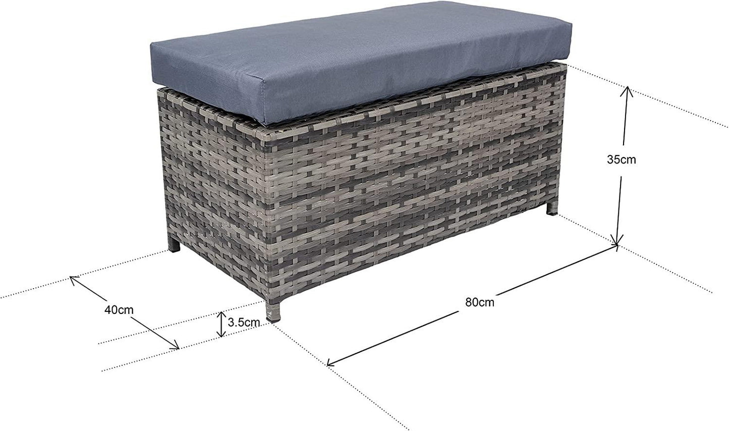 Grey Rattan 7-Seater Sofa Set with Stools and Table