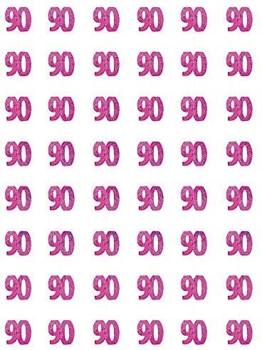 6 x 90th Birthday Party Hanging String Decorations in Pink