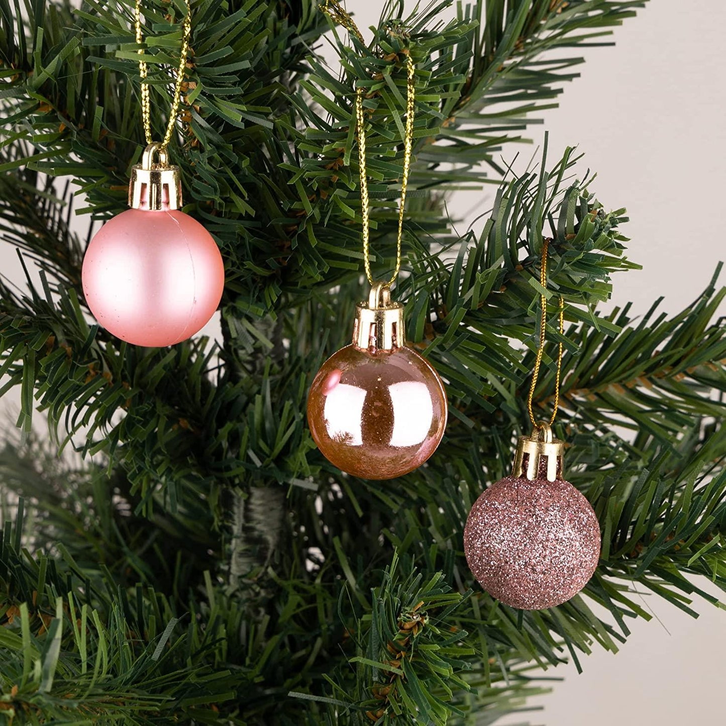 Baubles Pale Pink 3cm - 24-Piece Set, PVC