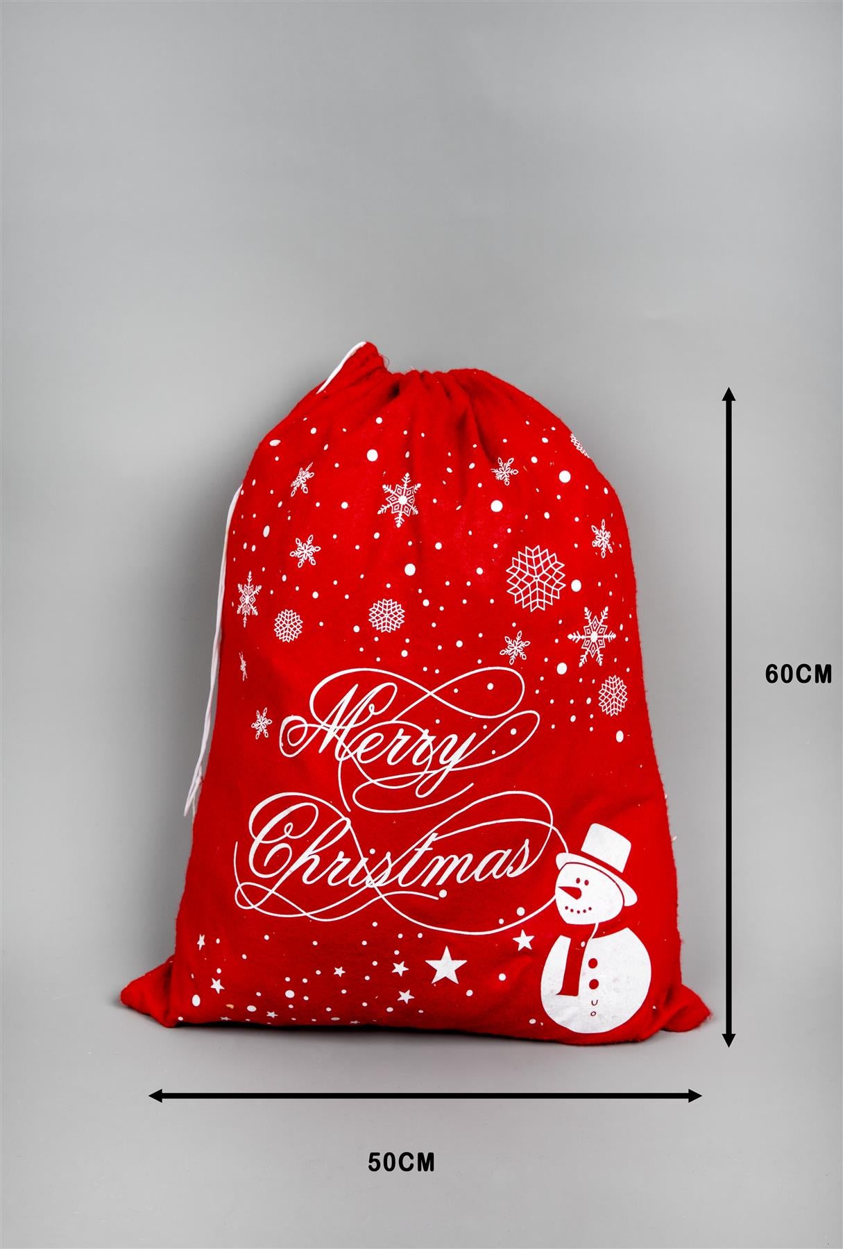 5 Christmas Santa Sack Gifts Bags - Snowman Snowflake