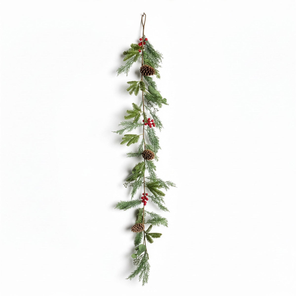 180CM CEDAR GARLAND WITH RED BERRY AND PINECONE