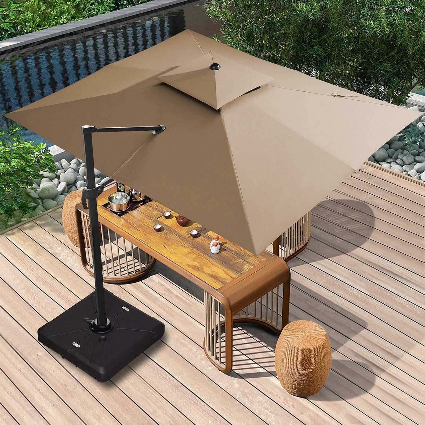 Khaki Square Parasol (264x40x16cm)