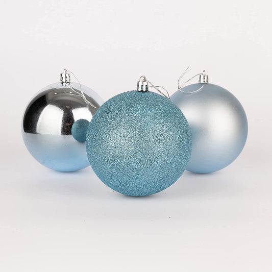 3 Light Blue Baubles (10cm)