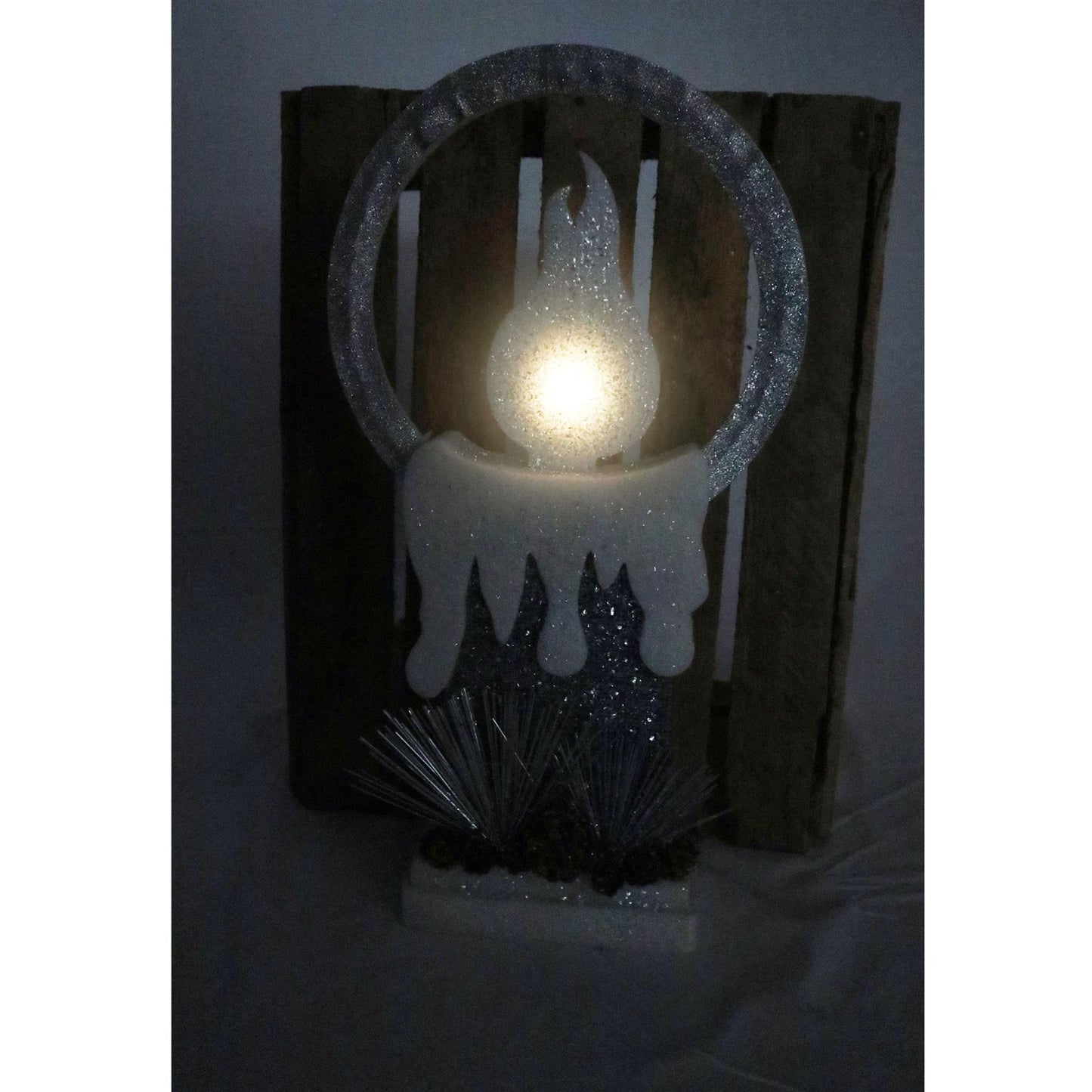 LED Silver Foam Single Candle - 41cm, 1 LED