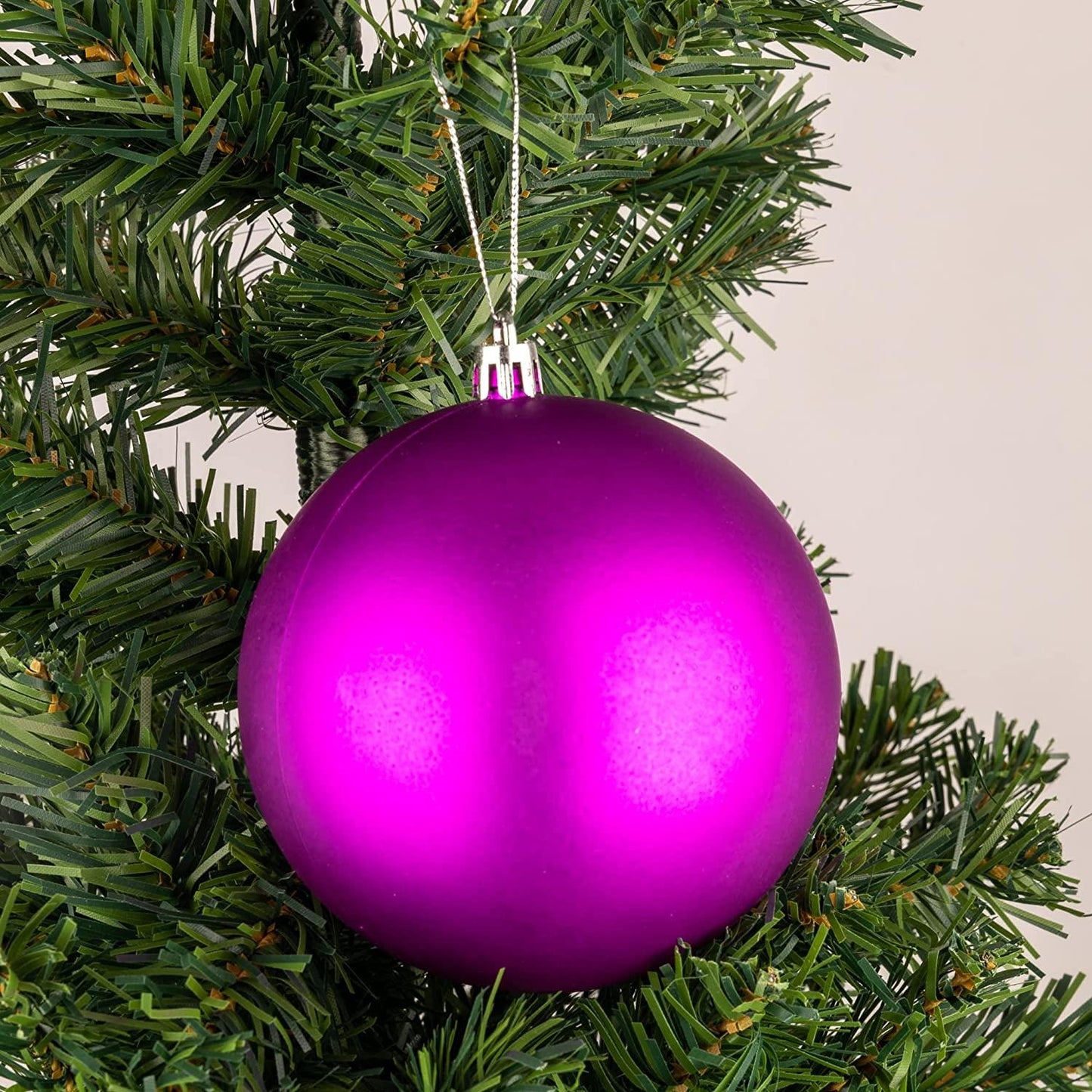 6 Purple Baubles - 10cm