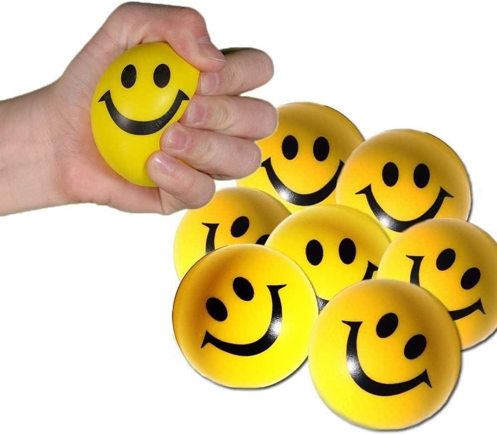 5 Pieces of Yellow Smiley Face Squishy Balls
