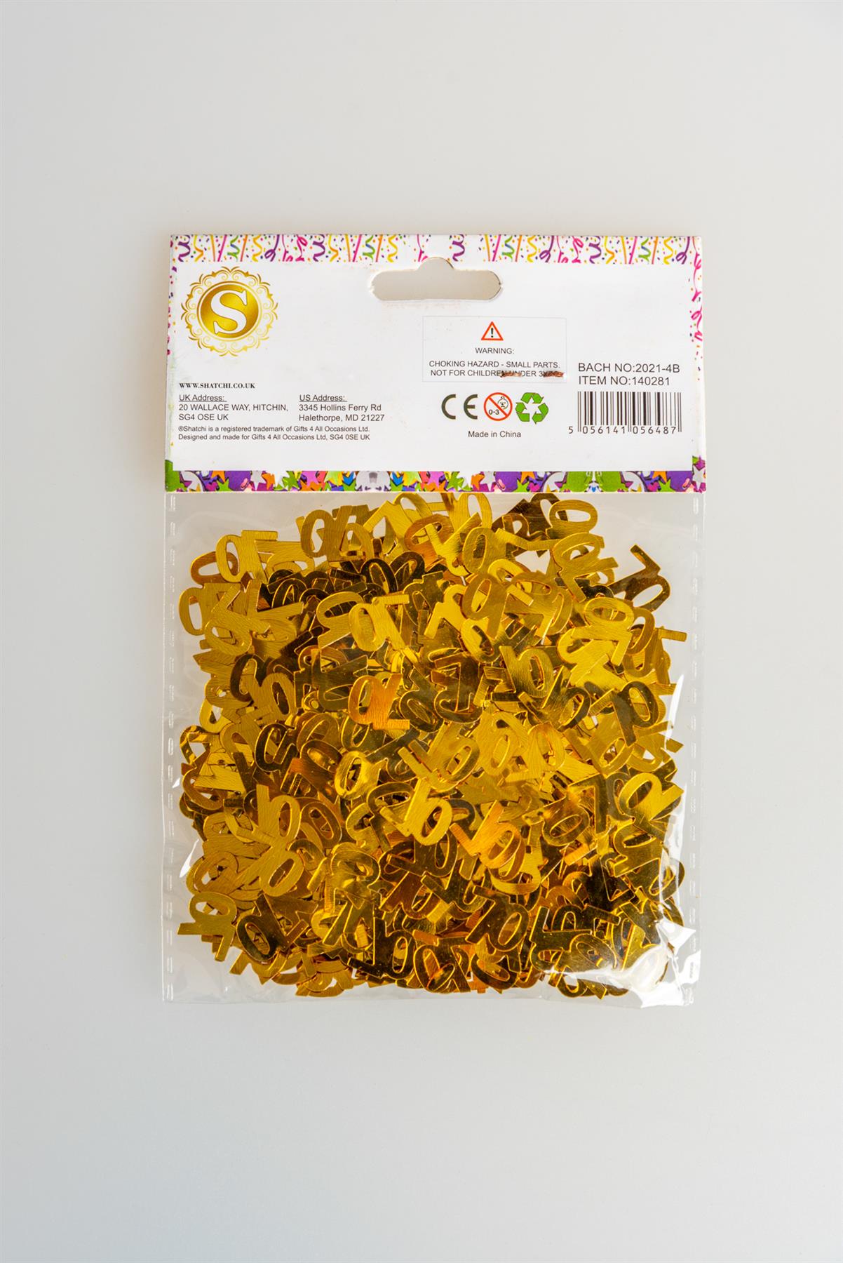 70th Birthday Confetti - Gold, 14g, 4 Pack
