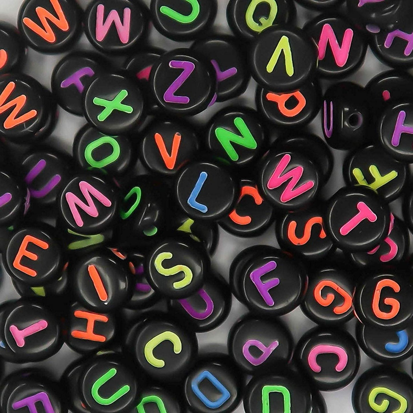 400 Black Colour Alphabet Letter Beads - 6.5mm