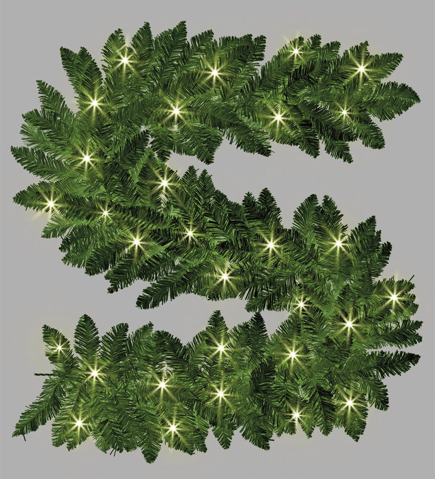 Pre-Lit Imperial Pine Green Garland with Warm White LEDs - 200cm
