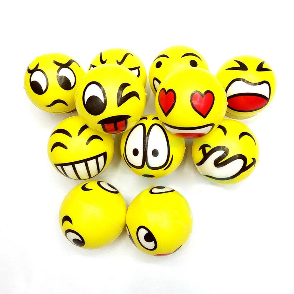 24 Yellow Smiley Face Foam Balls